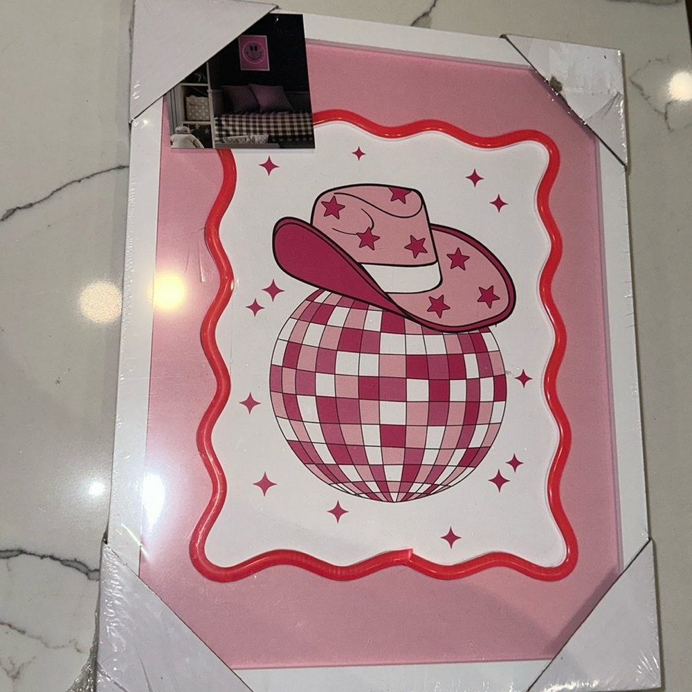 Lightup Cowboy Hat Disco Ball Wall Art